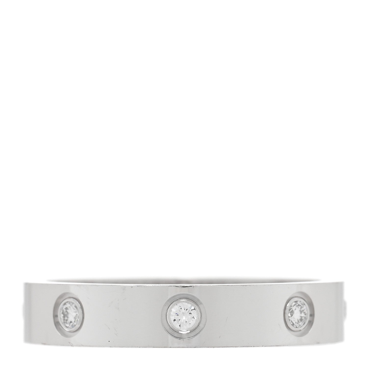 Cartier 18K White Gold 8 Diamond 4mm Wedding Band LOVE Ring 57 8 3 of 5