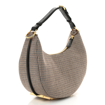 Fendi Wool Vitello Grace Small Houndstooth Small Fendigraphy Hobo Bag Beige Ebano 3 of 10