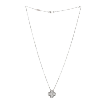 Van Cleef & Arpels 18K White Gold Diamond Vintage Alhambra Pendant Necklace 2 of 3