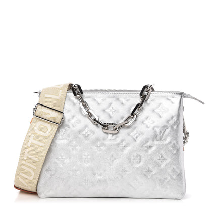 Louis Vuitton Metallic Lambskin Embossed Monogram Coussin PM Silver 1 of 9