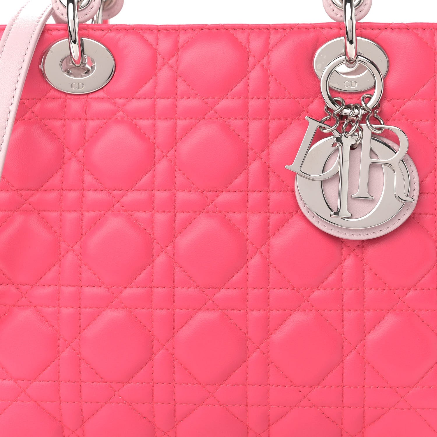 Christian Dior Lambskin Cannage Medium Tri-Color Lady Dior Fuchsia 8 of 14