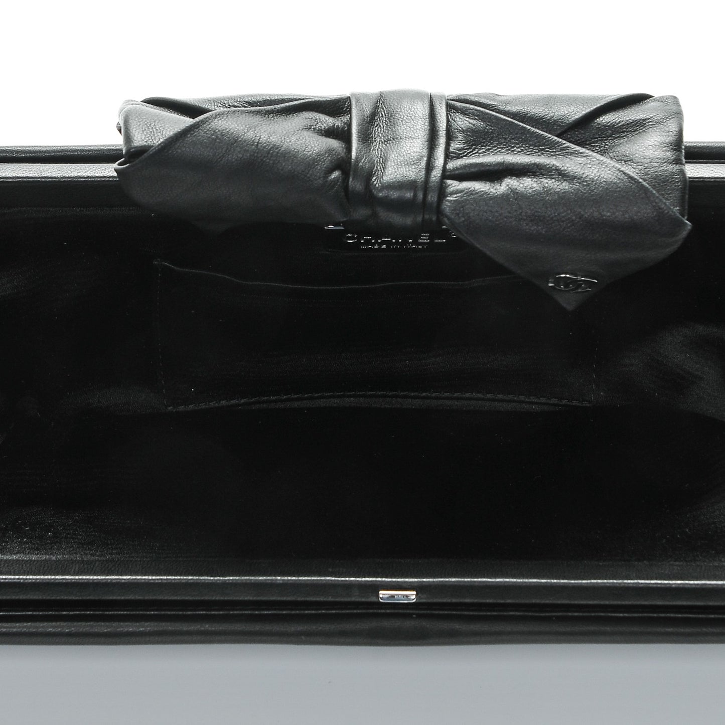 Lambskin Bow Clutch Black