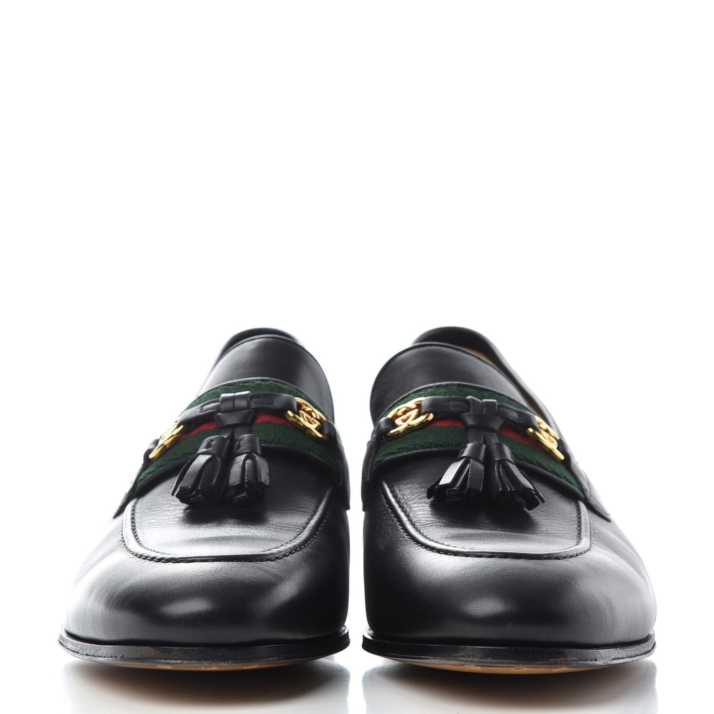 Calfskin Web Interlocking G Tassel Loafers 39 Black