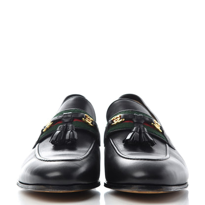 Gucci Calfskin Web Interlocking G Tassel Loafers 39 Black 2 of 10