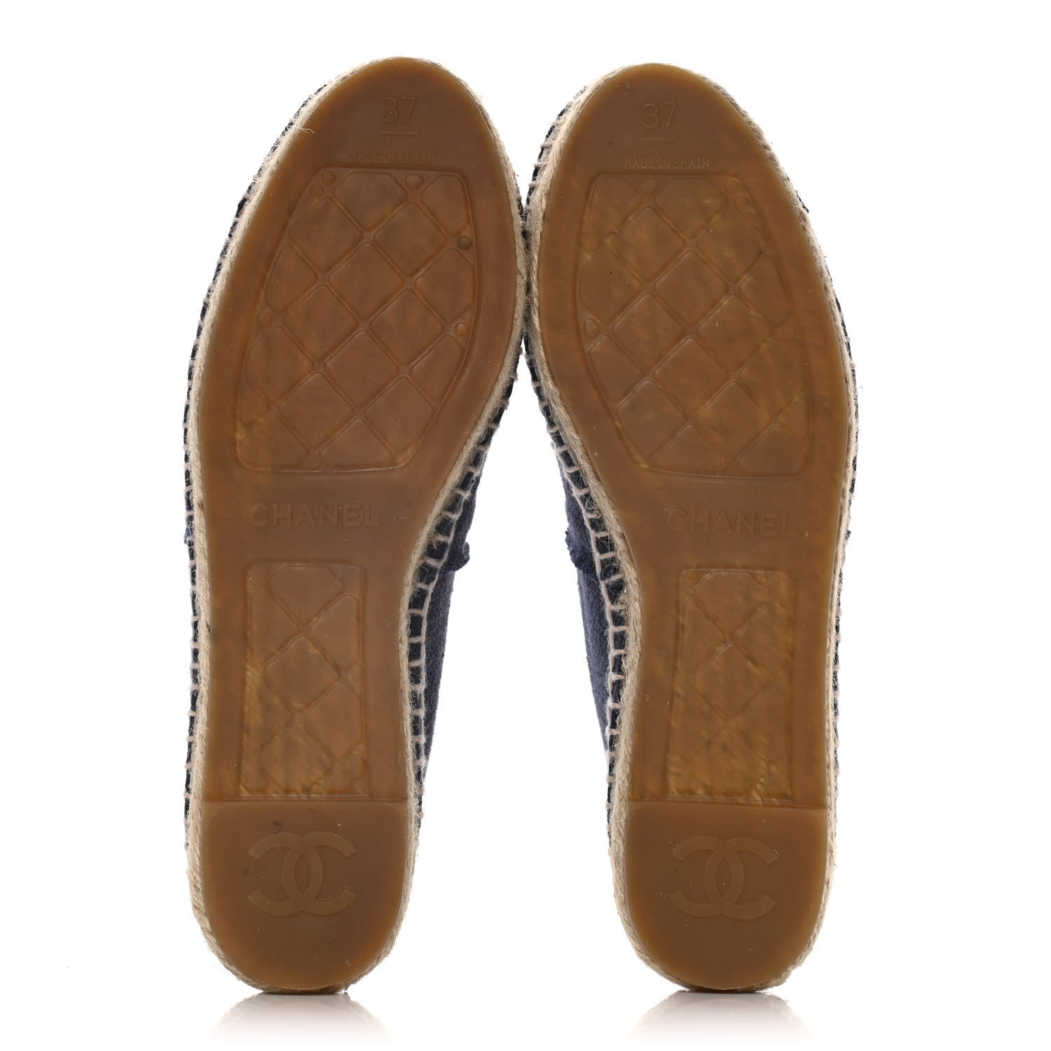 Chanel Denim Toile CC Espadrilles 37 Navy Black 7 of 15