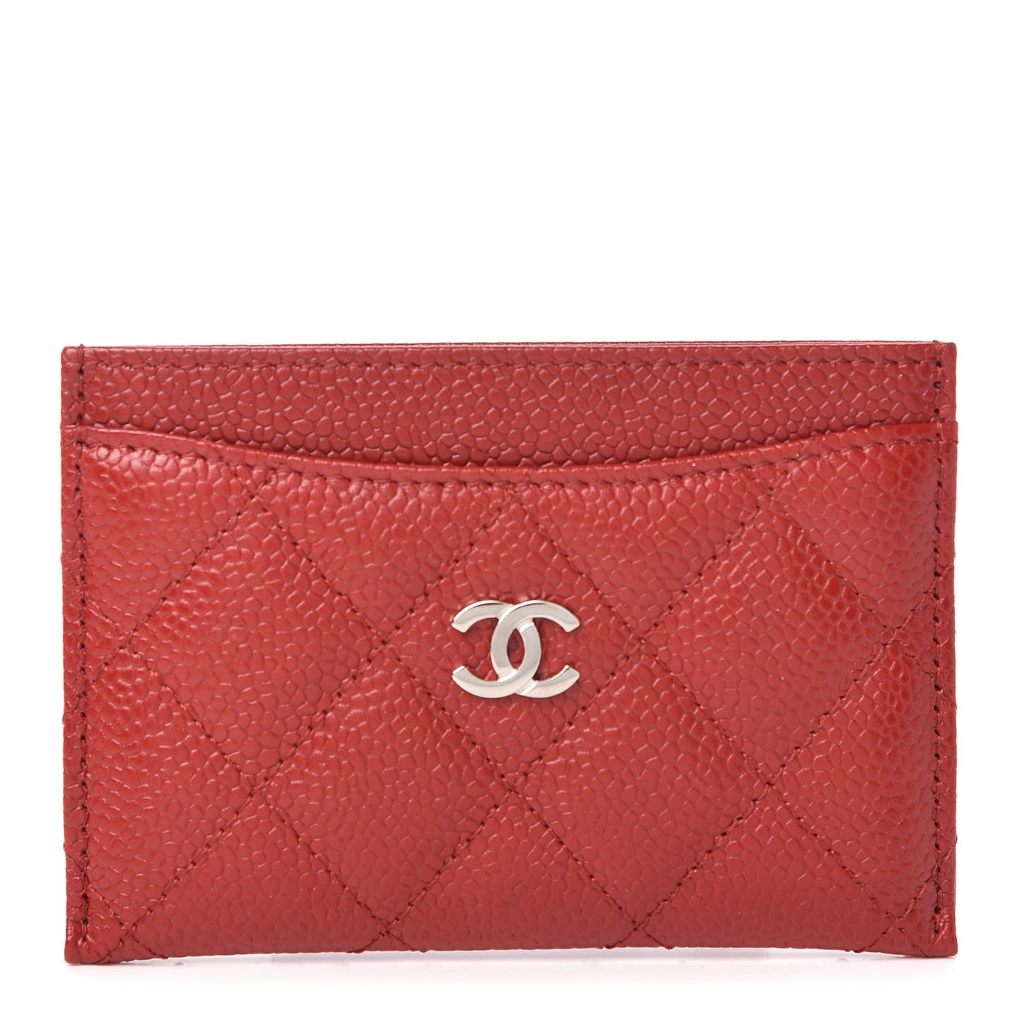 Caviar Quilted Card Holder Red