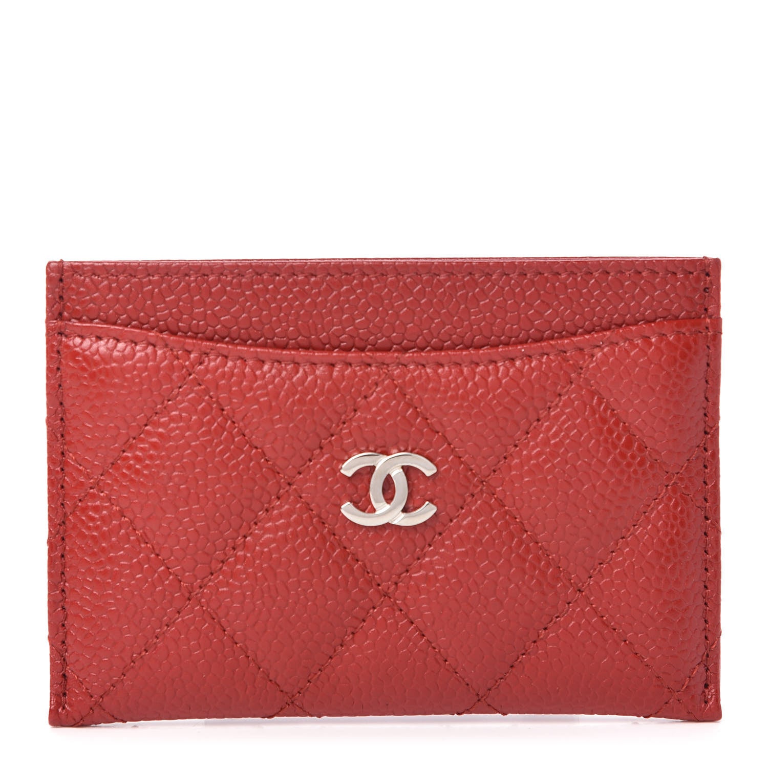 Chanel Caviar Quilted Card Holder Red 1 of 10