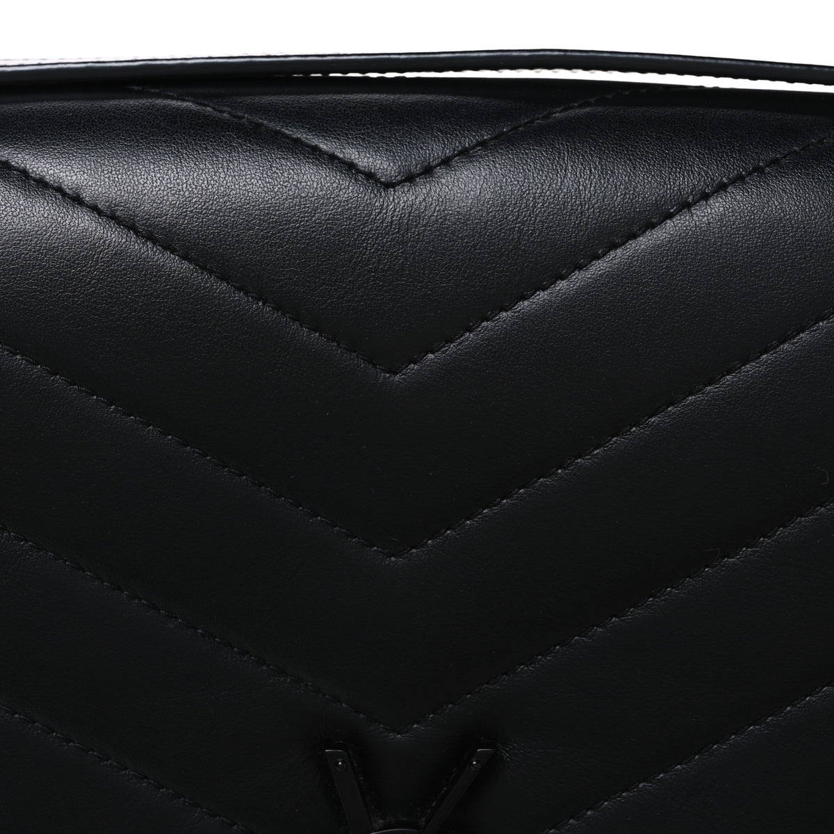Calfskin Y Quilted Monogram Monochrome Large Loulou Chain Satchel Black