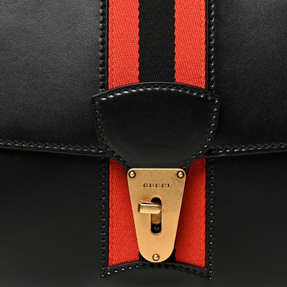 Gucci Calfskin Web Turn Lock Shoulder Bag Black 8 of 10