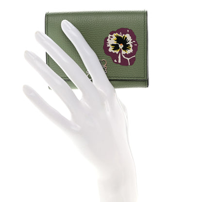 Loewe Pebble Grain Calfskin Pansies Print Coin Cardholder Rosemary 2 of 6