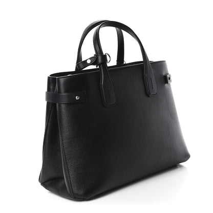 Burberry Derby Calfskin House Check Medium Banner Tote Black 3 of 11