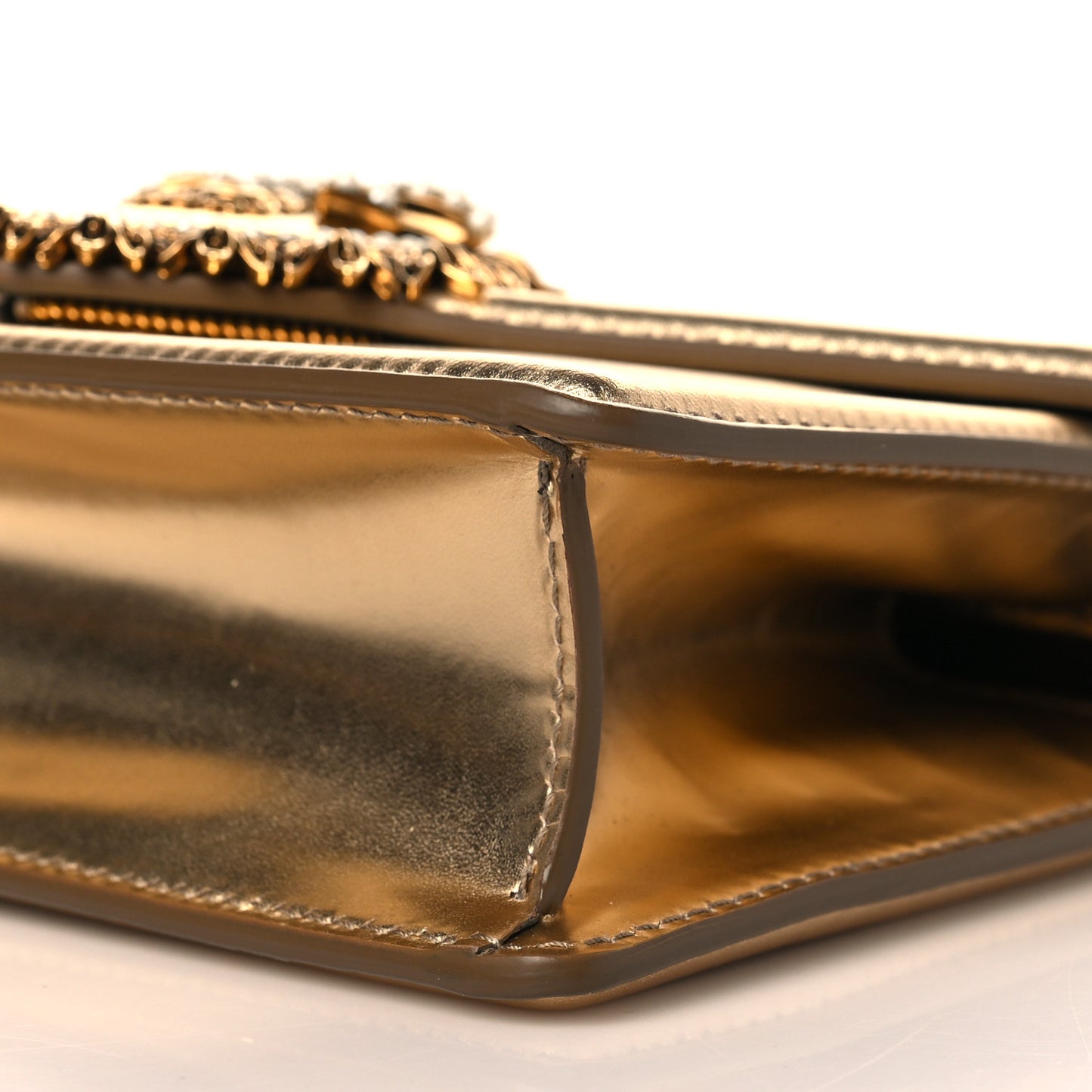 Smooth Calfskin Devotion Envelope Top Handle Bag Gold