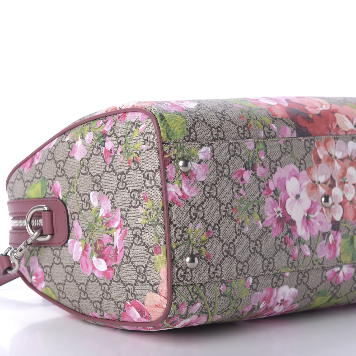 Gucci GG Supreme Monogram Blooms Medium Boston Beige Multicolor Dry Rose 7 of 10
