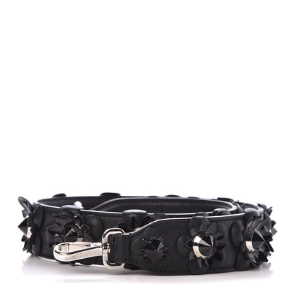 Fendi Vitello Dolce Nappa Patent Flowerland Studded Strap You Black 1 of 4