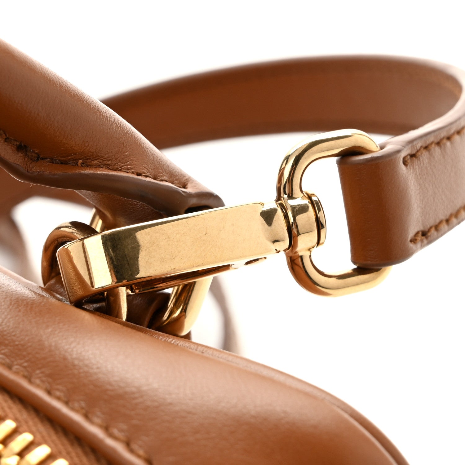 Miu Miu Calfskin Regular Arcadie Top Handle Bag Cognac 9 of 11