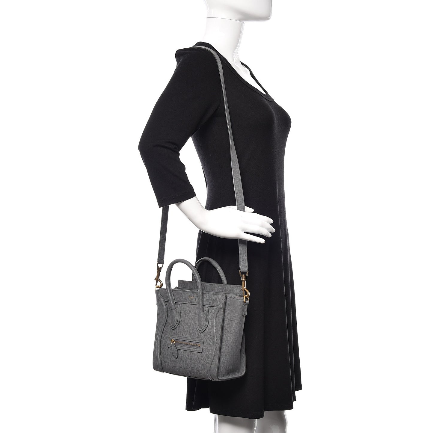 Baby Drummed Calfskin Nano Luggage Kohl