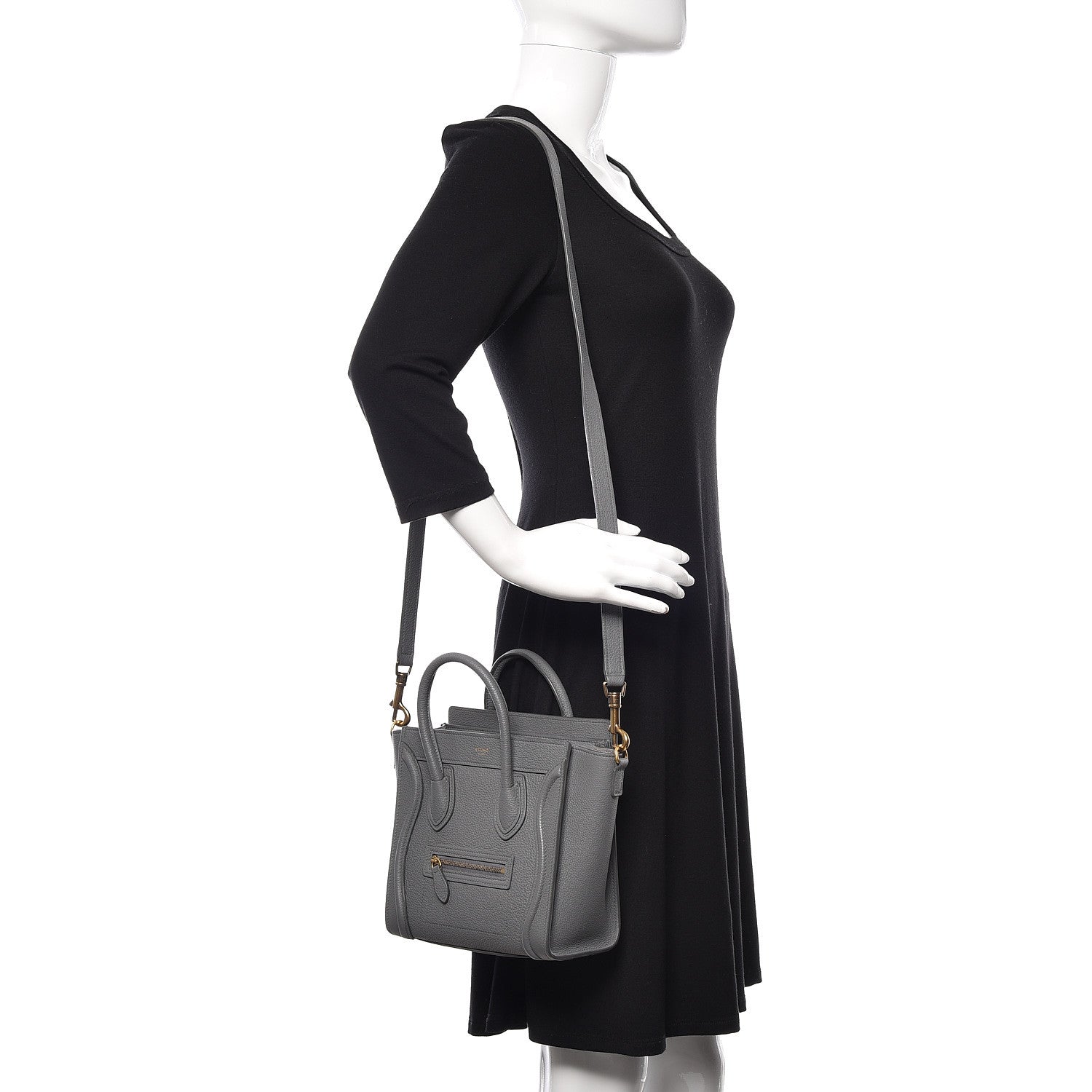 Celine Baby Drummed Calfskin Nano Luggage Kohl 2 of 10