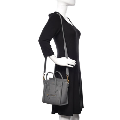 Celine Baby Drummed Calfskin Nano Luggage Kohl 2 of 10