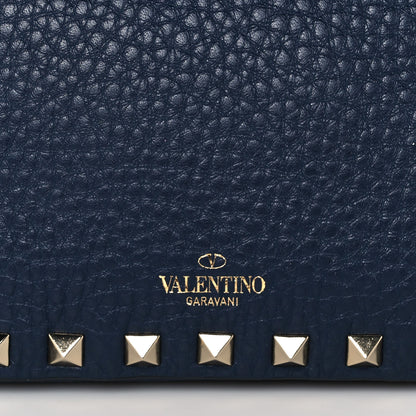 Valentino Garavani Pebbled Calfskin Small Rockstud Flip Lock Shoulder Bag Marine 7 of 9