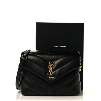 Saint Laurent Calfskin Y Quilted Monogram Toy Loulou Crossbody Bag Black 10 of 10