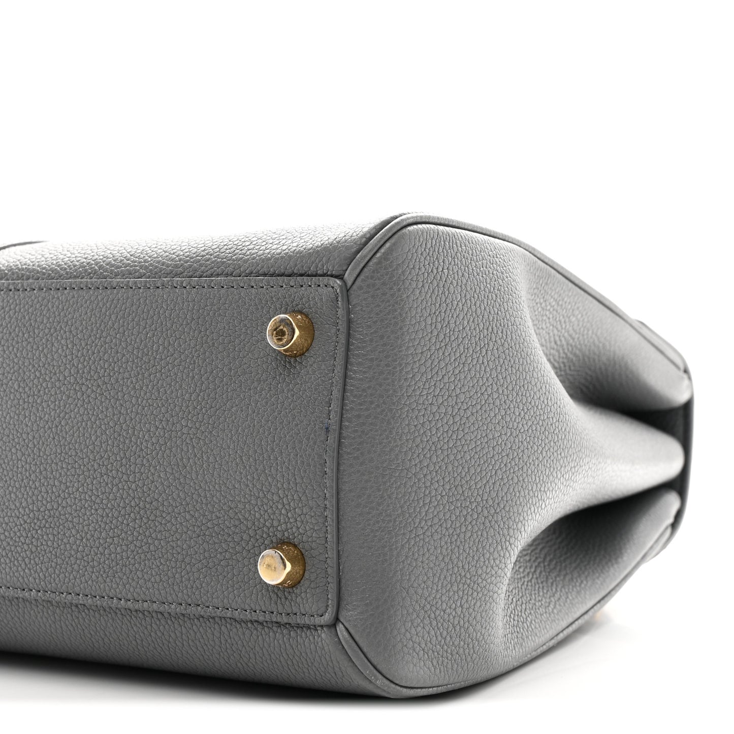 Grained Calfskin Medium 16 Top Handle Bag Grey