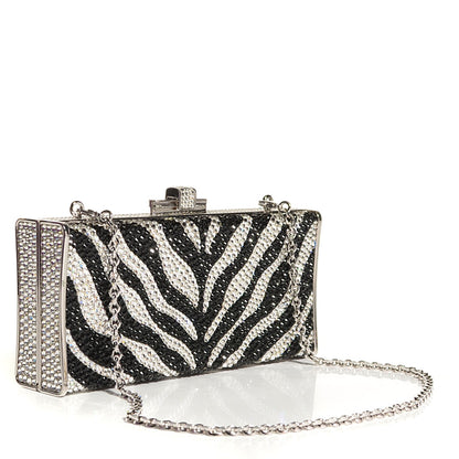 Judith Leiber Swarovski Crystal Zebra Miniaudiere Clutch Black White 3 of 7