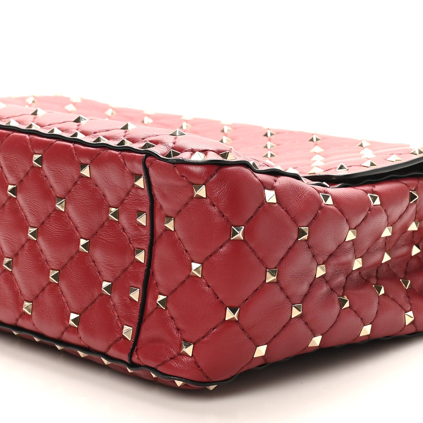 Nappa Large Rockstud Spike Shoulder Bag Rubino