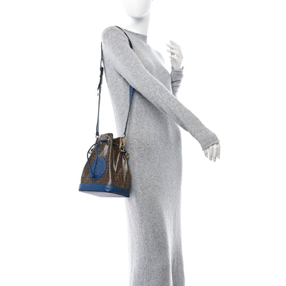Fendi Glazed Fabric Vitello Grace F is Fendi FF 1974 Stamp Patch Grande Mon Tresor Bucket Bag Mogano Panna Iris 2 of 12