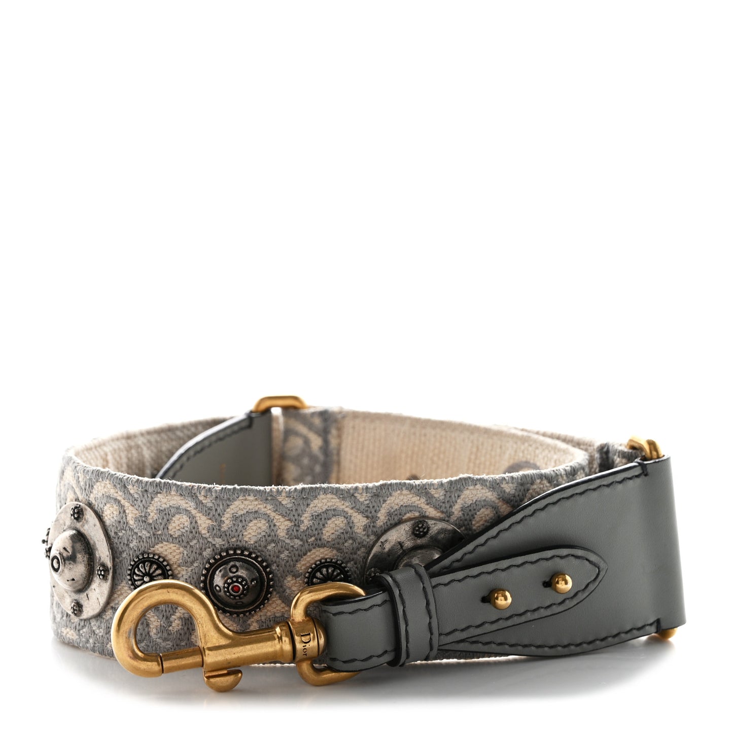Oblique Studded Shoulder Strap Gris Multicolor