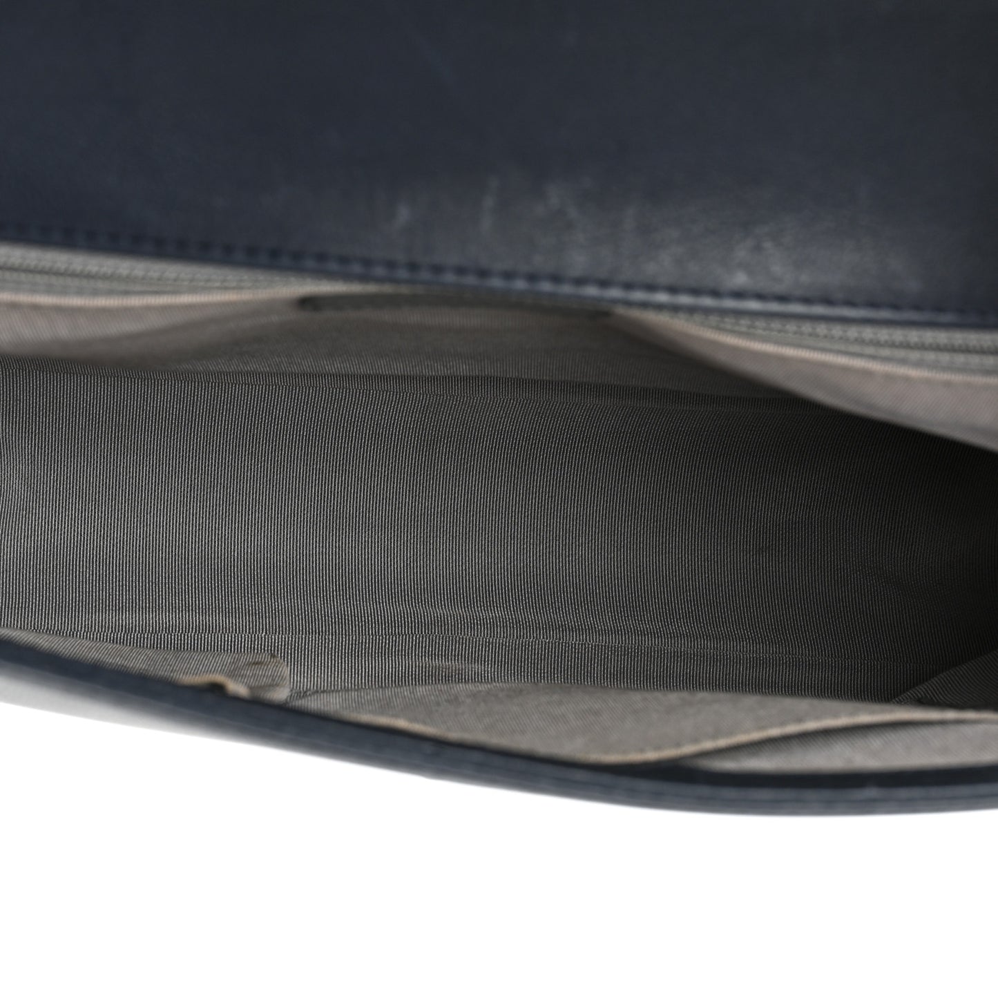Calfskin Double Stitch Large Boy Flap Navy Blue