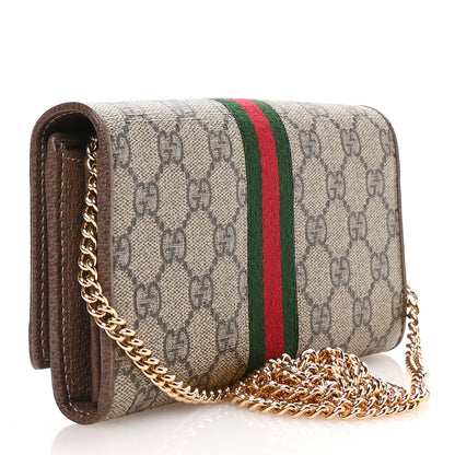 Gucci GG Supreme Monogram Web Ophidia Wallet On Chain Brown 3 of 12