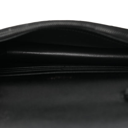 Saint Laurent Grain De Poudre Matelasse Chevron Monogram Monochrome Envelope Chain Wallet Black 5 of 13