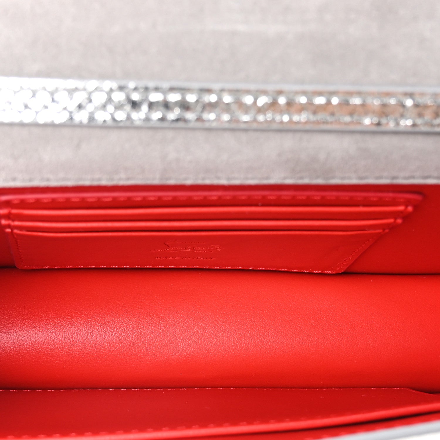 Christian Louboutin Metallic Textured Calfskin Loubi54 Crossbody Clutch Silver 5 of 9
