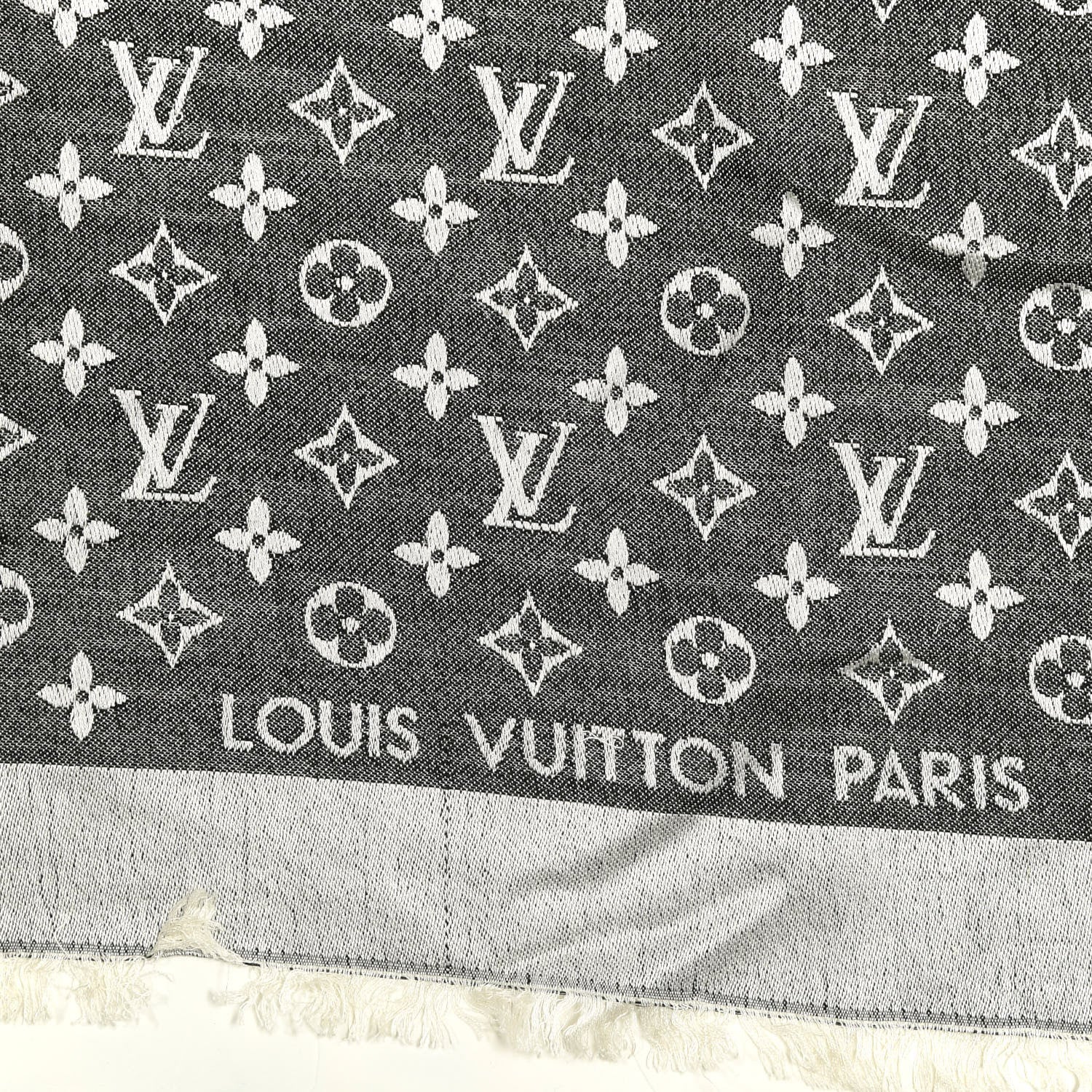 Louis Vuitton Silk Wool Monogram Denim Shawl Black 2 of 6