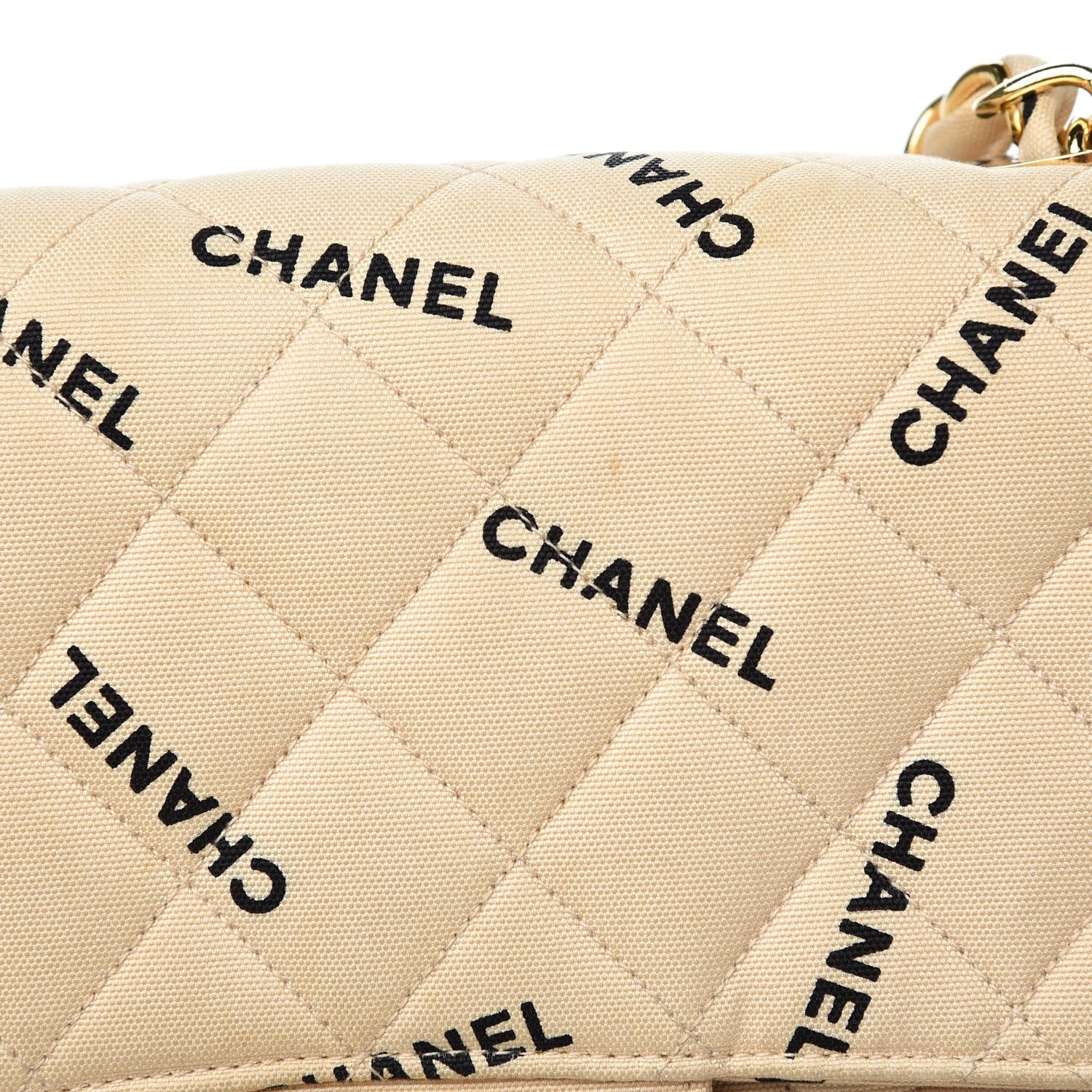 Chanel Canvas Quilted XL Jumbo Single Flap Beige 17 of 19
