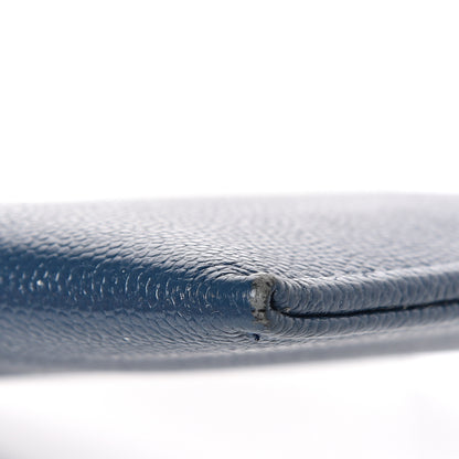 Chanel Caviar CC Button Zip Pouch Blue 8 of 8