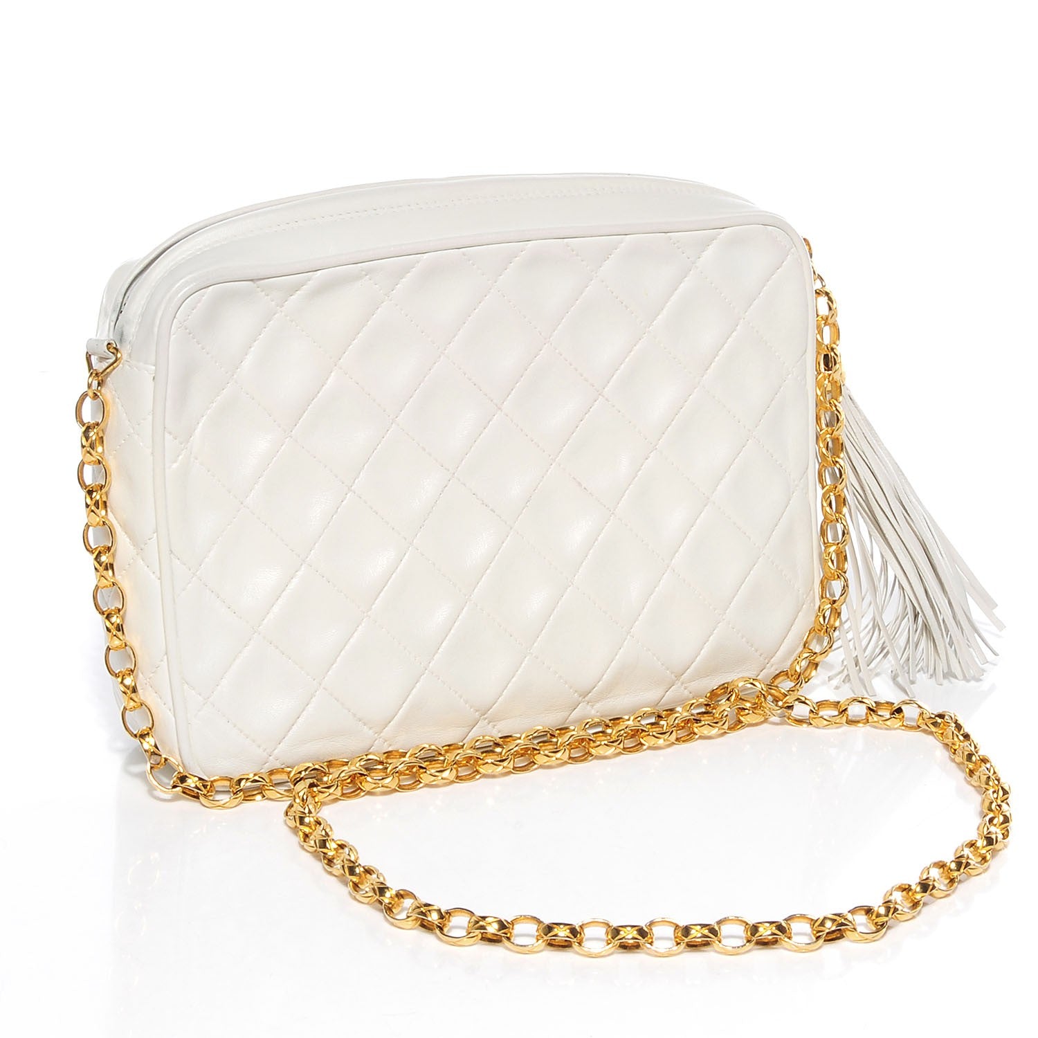 Chanel Lambskin Quilted Tassel Camera Case White 3 of 8