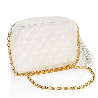 Chanel Lambskin Quilted Tassel Camera Case White 3 of 8