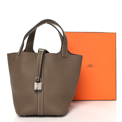 Hermes Taurillon Clemence Picotin Lock 18 PM Etoupe 24 of 25