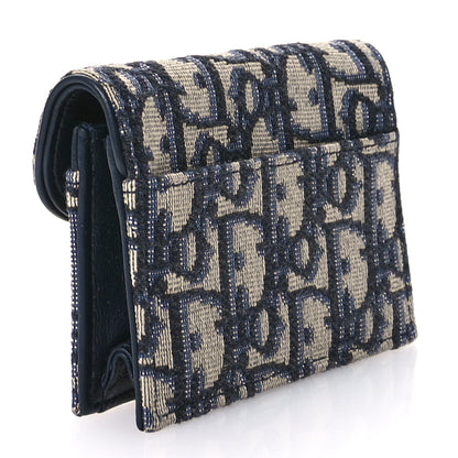 Christian Dior Oblique Saddle Card Holder Blue 3 of 7