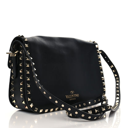 Valentino Garavani Vitello Medium Rockstud Flap Saddle Bag Black 3 of 9