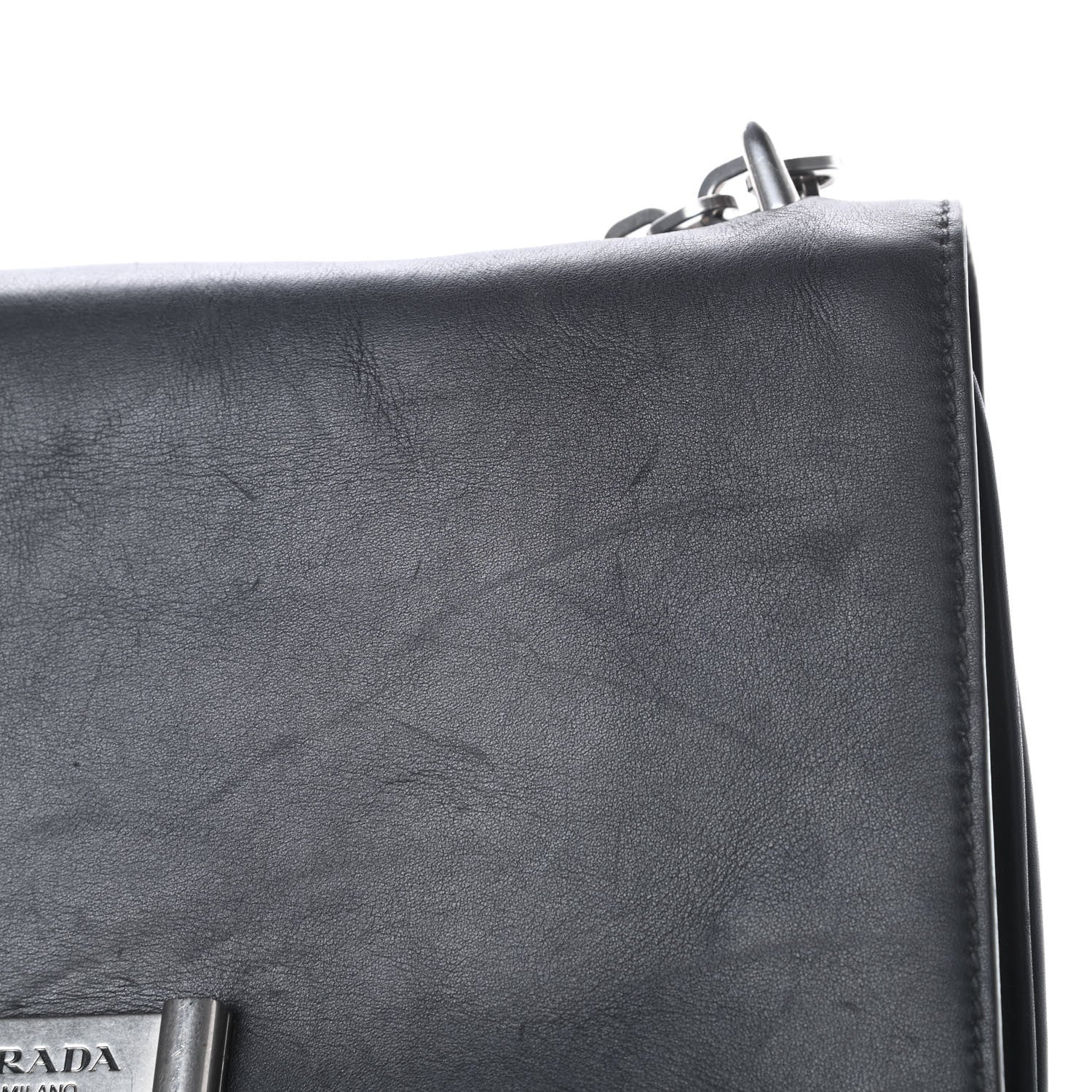 Prada Soft Calf Chain Shoulder Bag Black 21 of 23