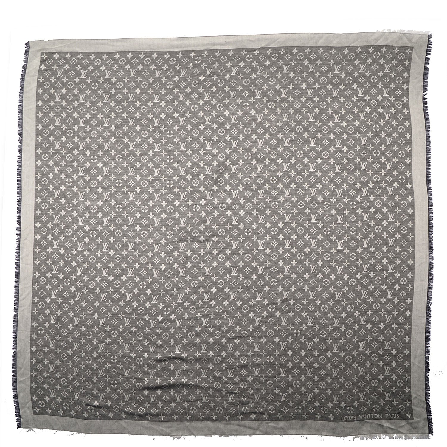 Louis Vuitton Wool Silk Monogram Denim Shawl Black 4 of 5