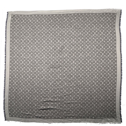 Louis Vuitton Wool Silk Monogram Denim Shawl Black 4 of 5