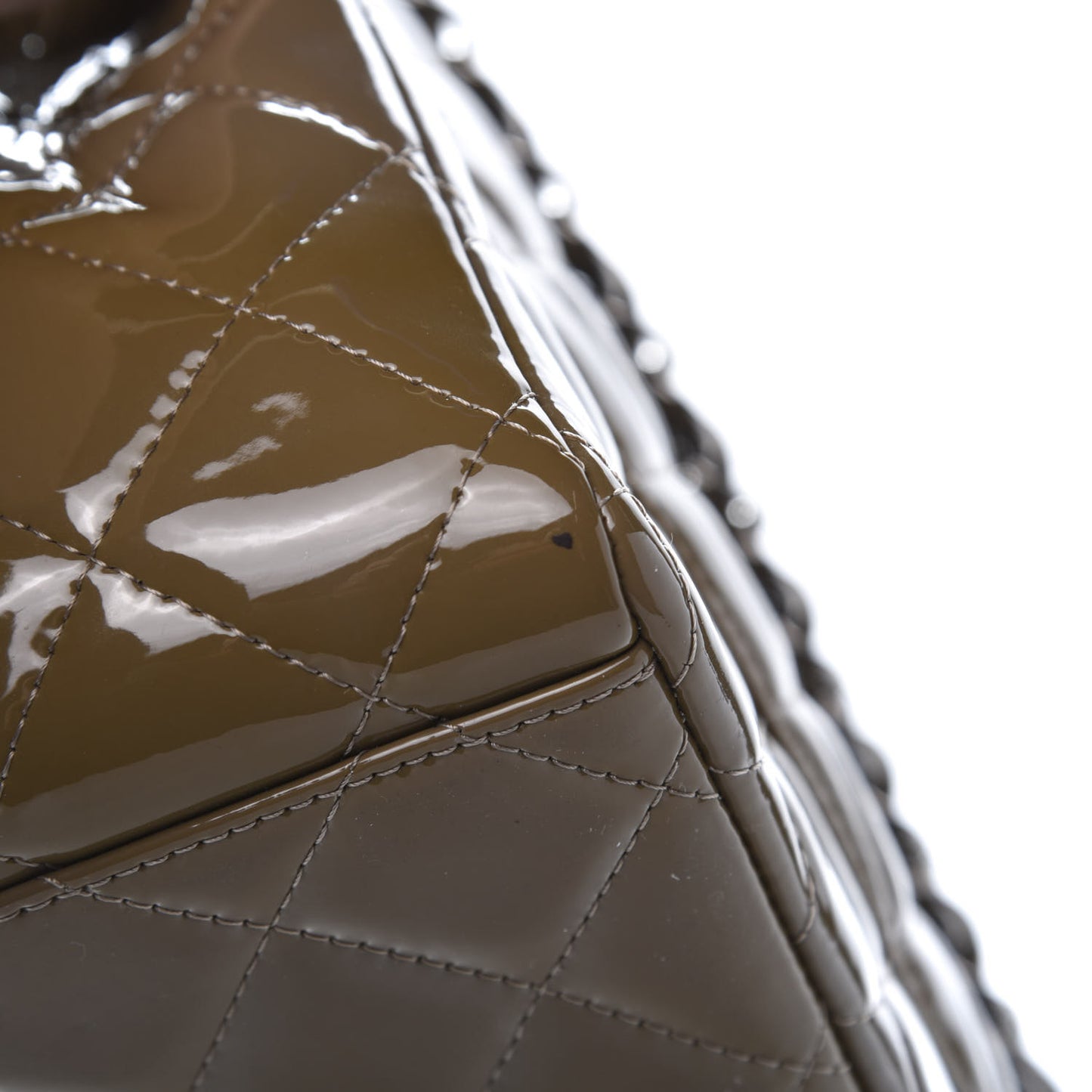 Patent Calfskin Quilted Maxi Double Flap Grey