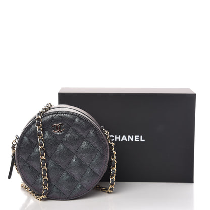 Chanel Iridescent Caviar Quilted Round Clutch With Chain Black 8 of 8