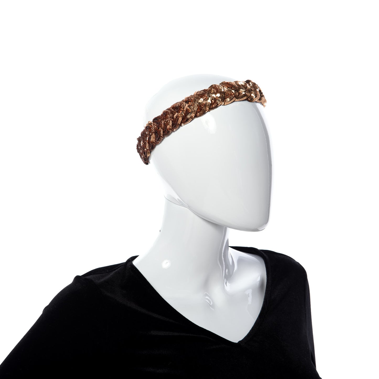 Sequin Embellished Braided Headband M Gold