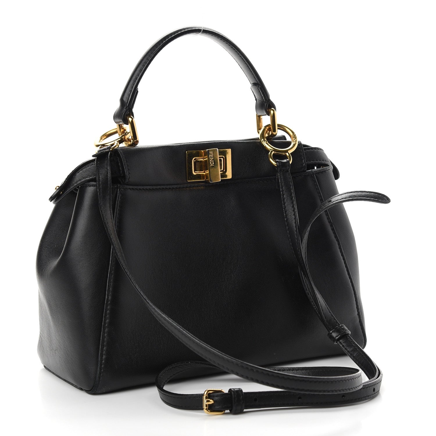Fendi Nappa Mini Peekaboo Iconic Satchel Black 3 of 10