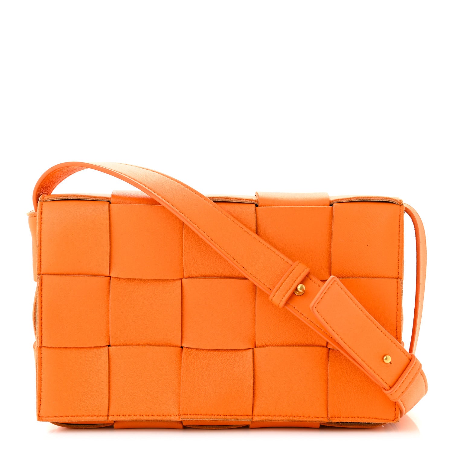 Bottega Veneta Lambskin Maxi Intrecciato Cassette Crossbody Bag Tangerine 1 of 12