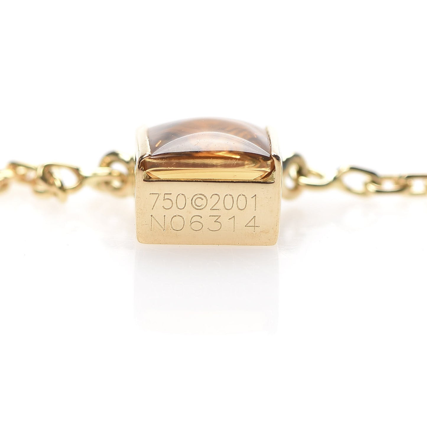 18K Yellow Gold Citrine Tank Pendant Necklace